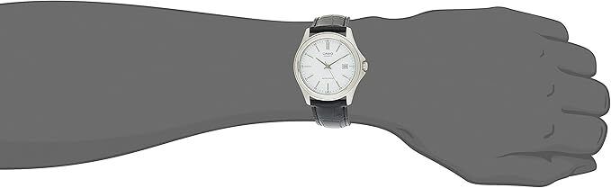Casio Men MTP-1183E-7ADF Analog Leather Watch Black silver Original New