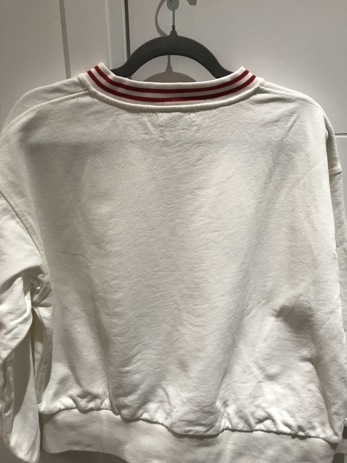Diesel Men's White Diesel Logo Detailed Striped Crew Neck Pullover Sweatshirt