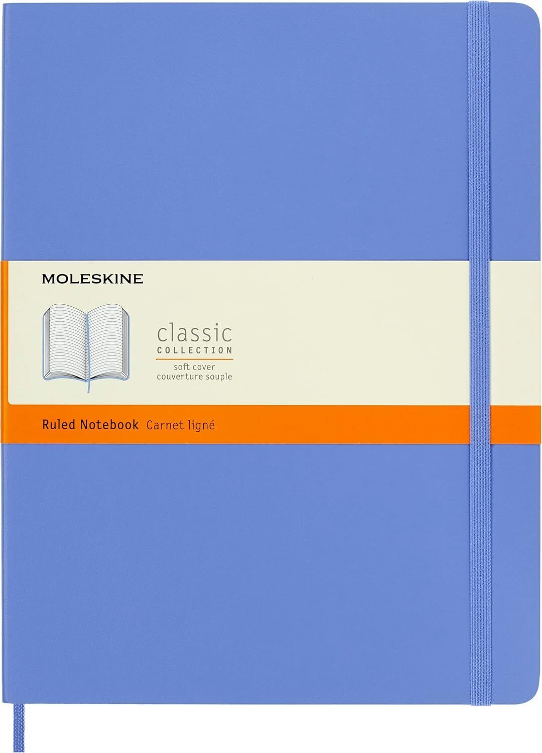 Moleskine Classic Soft Cover Notebook - Light Blue, Ruled, 9-3/4" x 7-1/2"