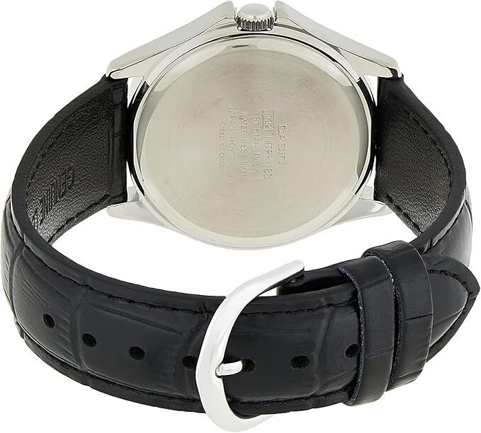 Casio Men MTP-1183E-7ADF Analog Leather Watch Black silver Original New