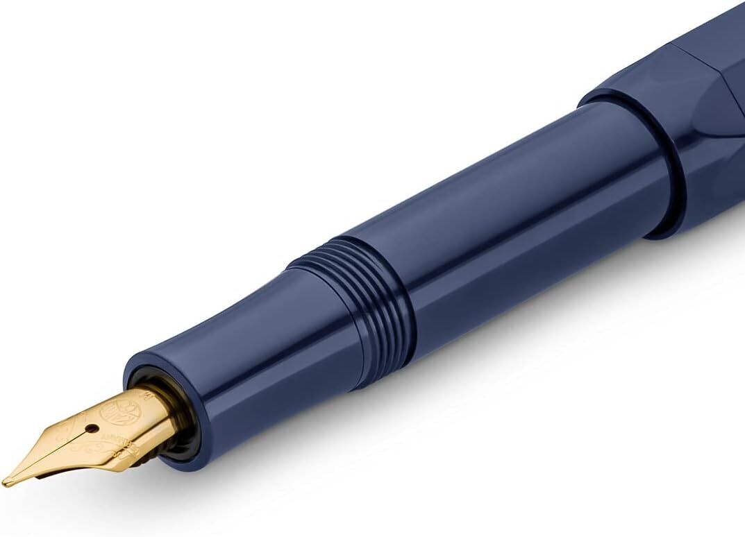 Kaweco Classic Sport Fountain Pen Navy Blue, 23K Gold-Plated Steel EF Nib, 13cm