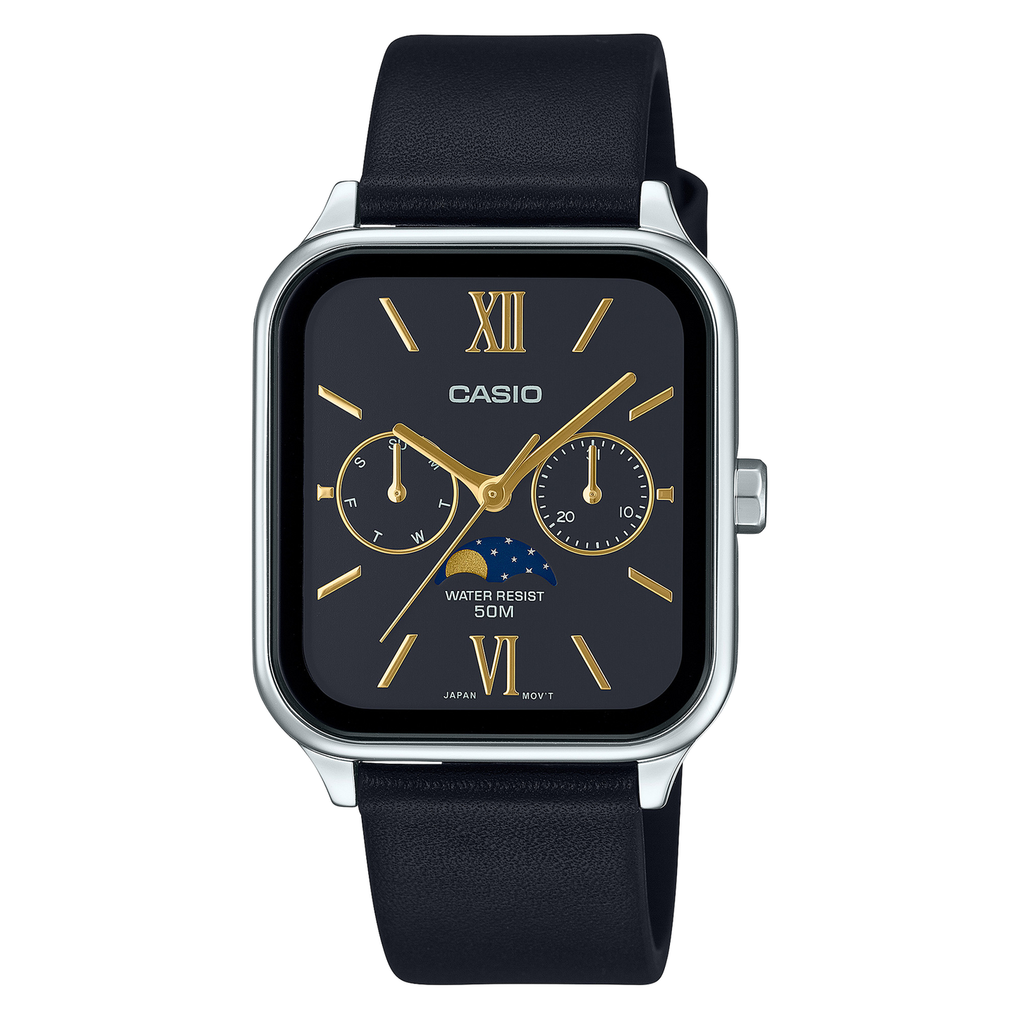Casio MTP-M305L-1A2 Lunar Phase Analog Watch, Water Resistant, Stylish Design