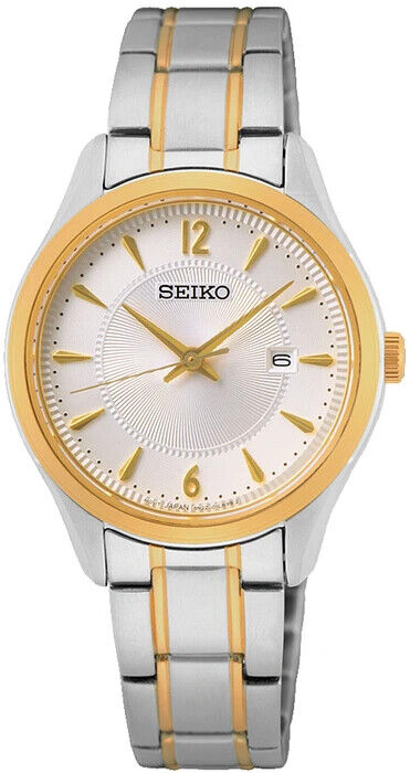 Seiko Quartz Two Tone Women's White Dial Sapphire Crystal Watch SUR474P1