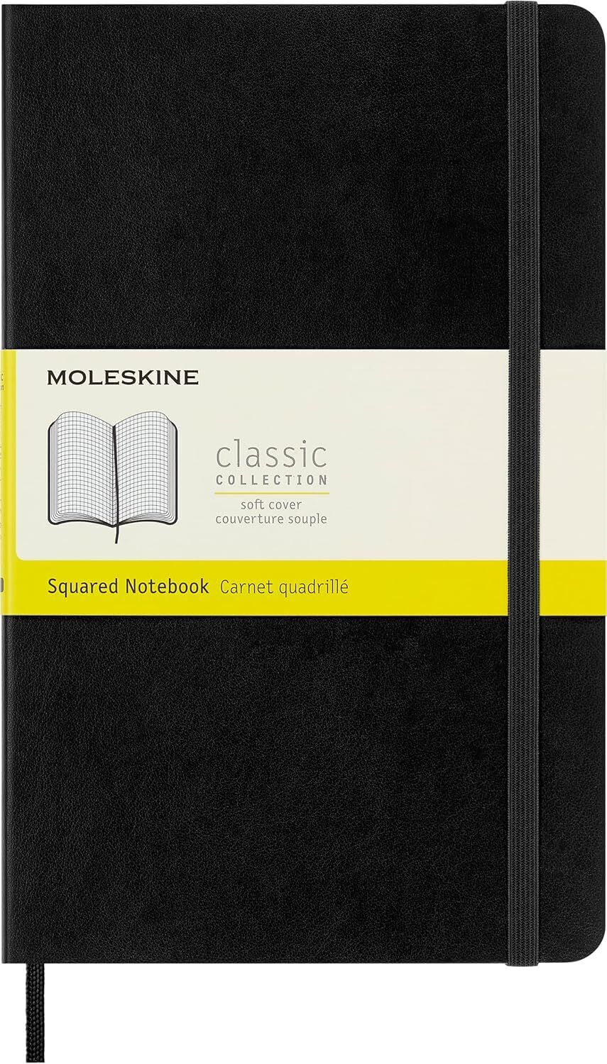 Moleskine Classic Squared Soft Cover Notebook, Large 5 x 8.25-Inches NOS