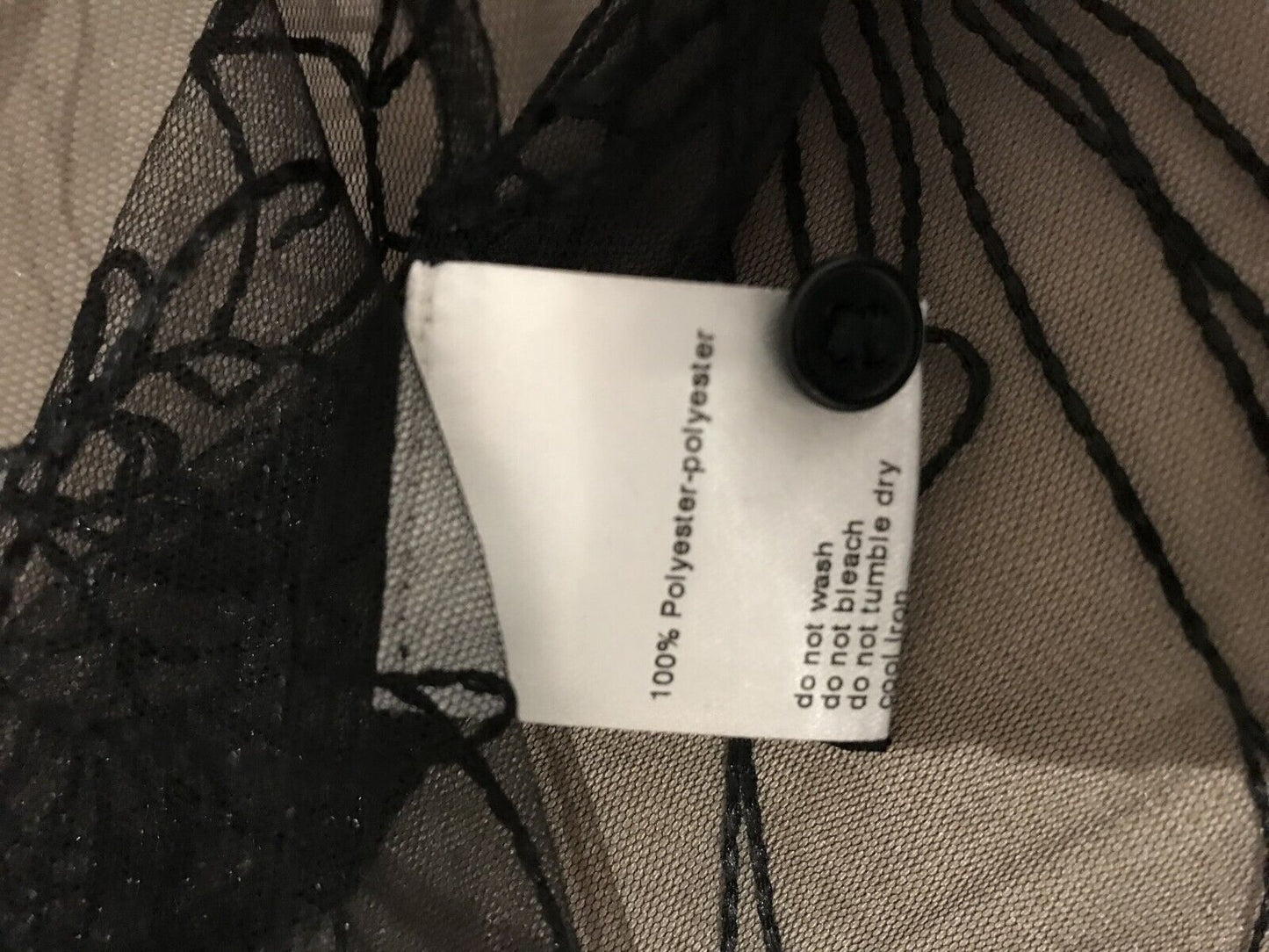 NWOT Akris Women's Black Sashiko Floral Embroidered Sheer Tulle Blouse Size 2