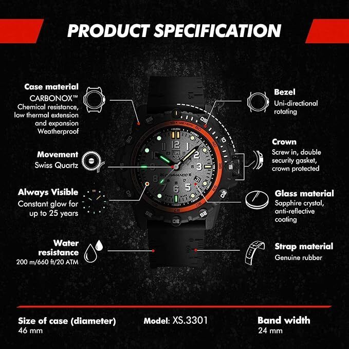 Luminox Men's Commando Frogman 46mm Quartz Watch XS.3301