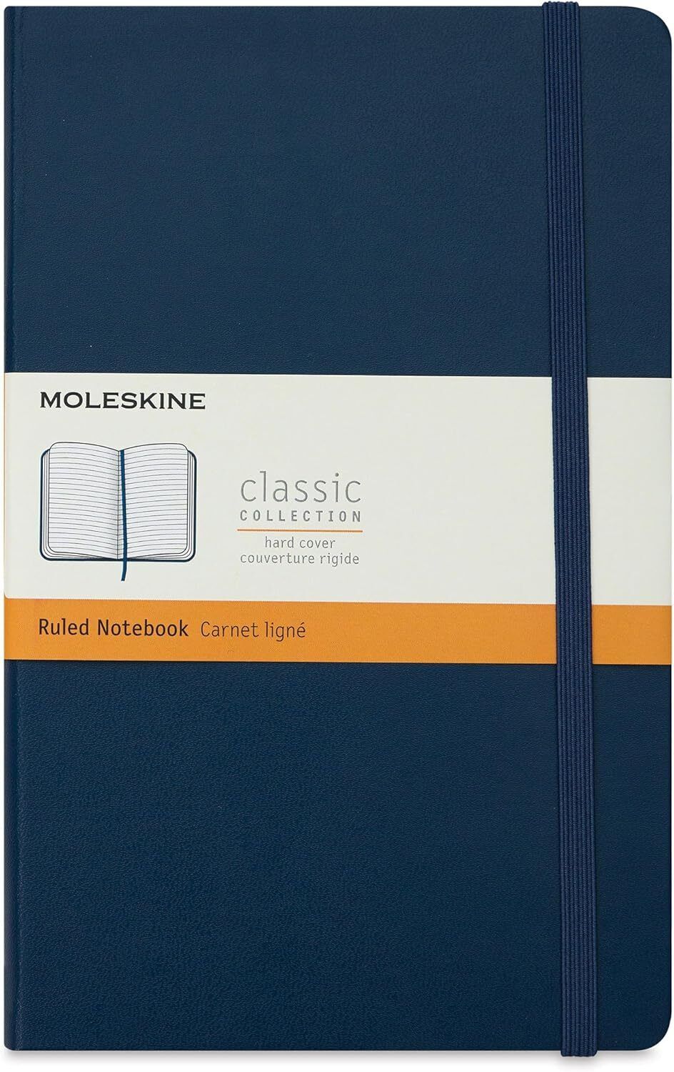 Classic Notebook, Hard Cover, Large (5" X 8.25") Ruled/Lined, Sapphire Blue, 240