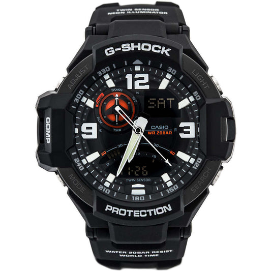 Casio G-Shock Twin Sensor Compass Aviator Black Resin Band Watch GA1000-1A