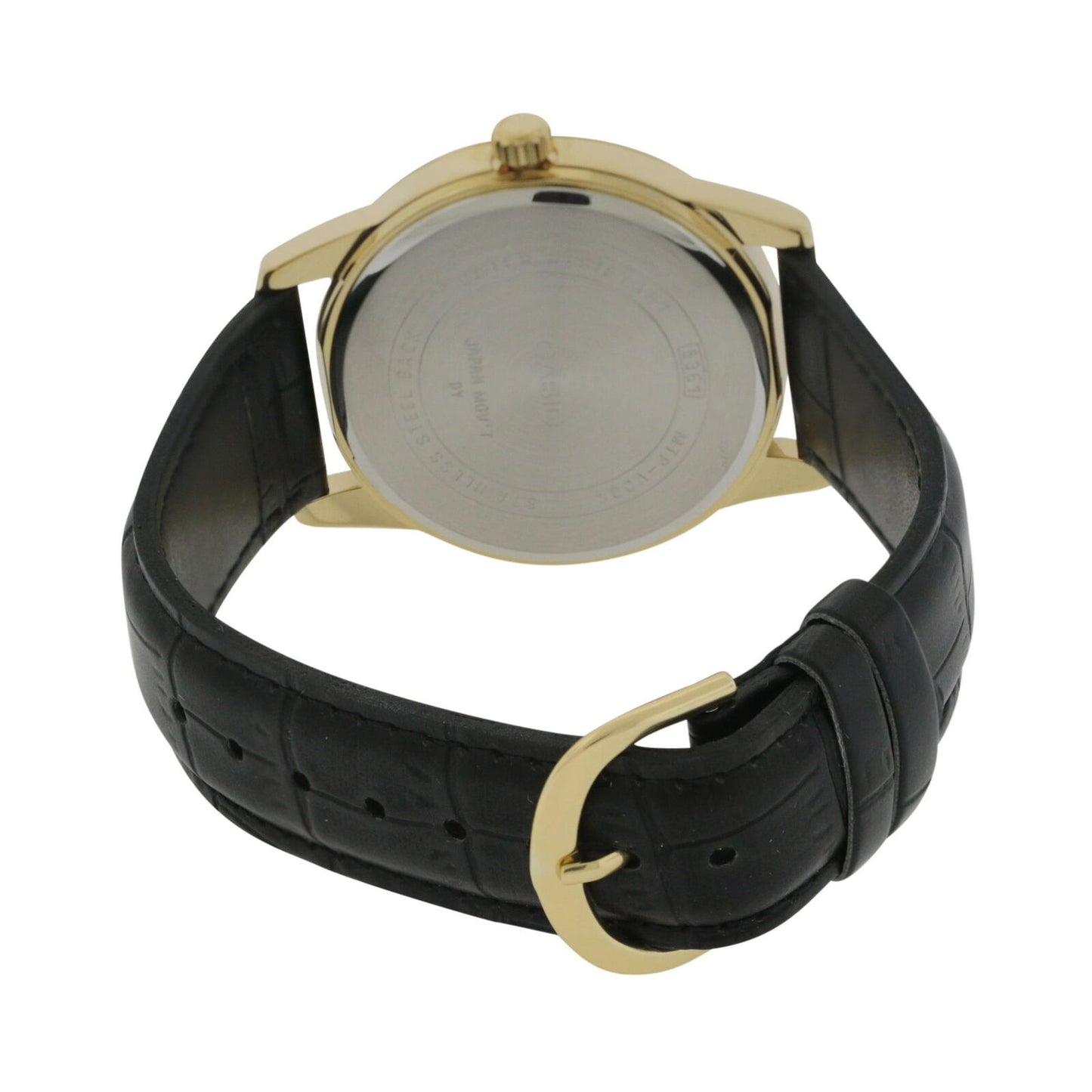 Casio MTPV001GL-7B Men's Analog Watch Leather Band Black White Face Gold New