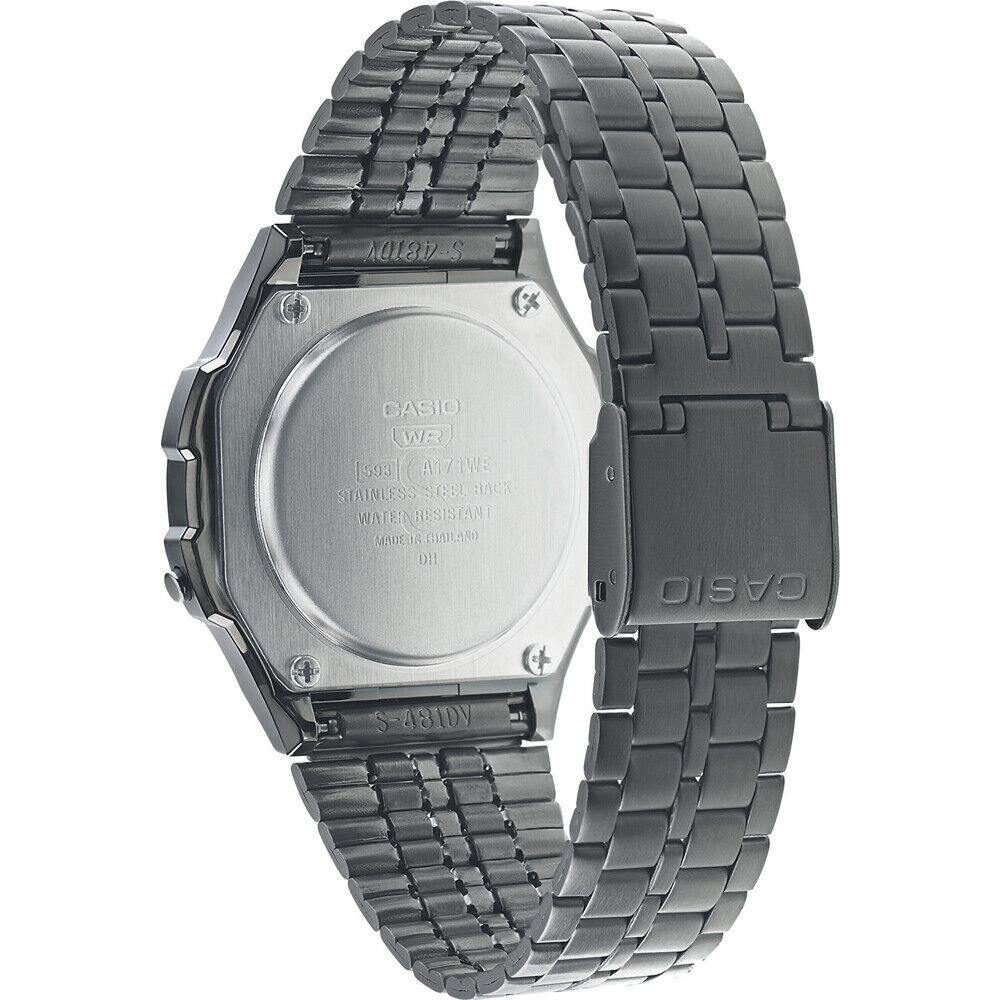 Casio Unisex Wristwatch A171WEGG-1ADF Stainless Steel Black Chrono Alarm LCD