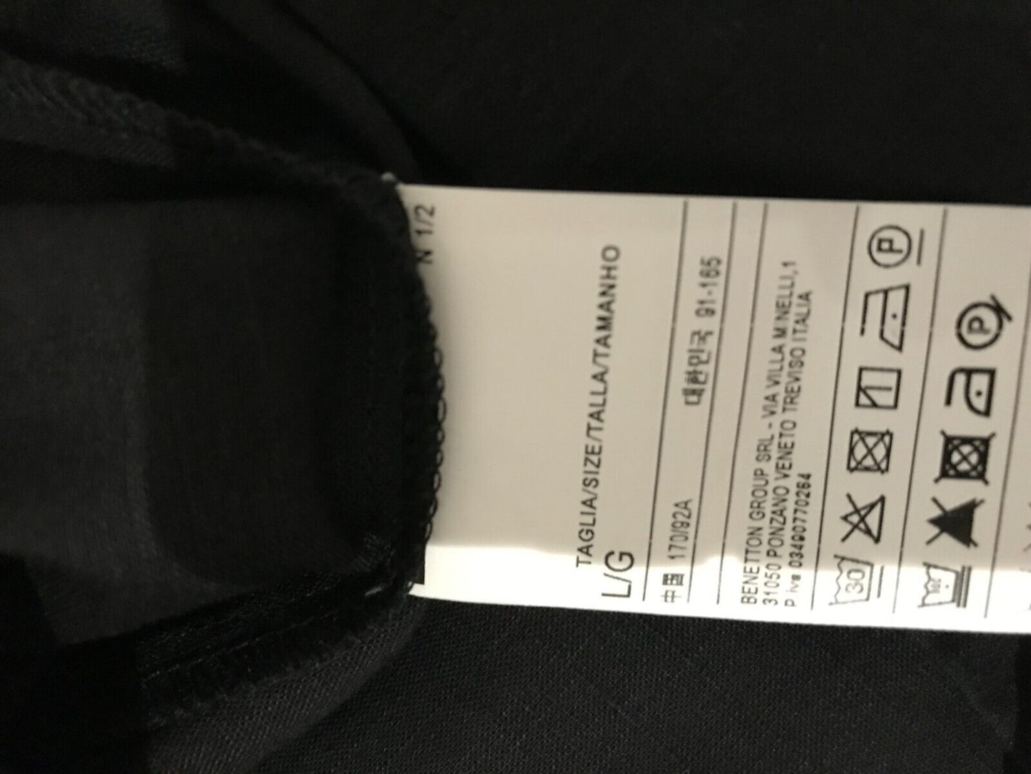 NWT Benetton Women's Black Pleats Viscose Blend Balloon Sleeve Blouse Size Large