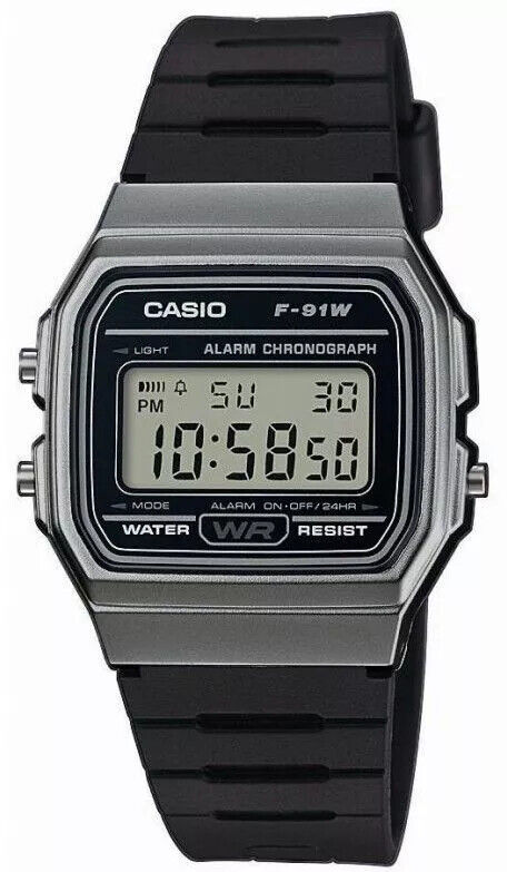 Casio F-91WM-1BDF Silver Digital Watch 7-Year Battery LED Light Water Resistant