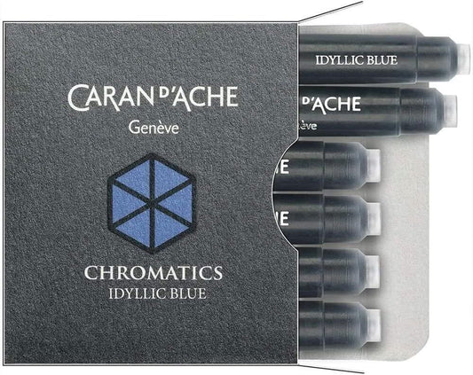 Caran d'Ache CD8021.14 Ink Cartridges - Idyllic Blue (Pack of 6)
