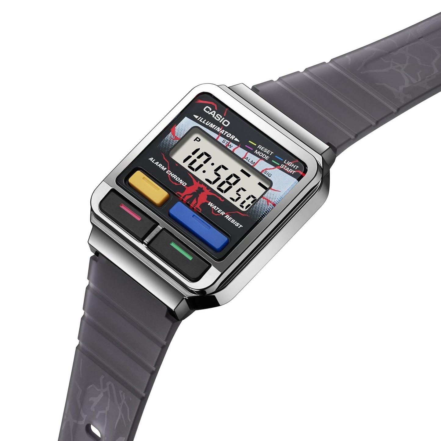Casio A120WEST-1A Stranger Things Collab Watch–80s Retro LED Design, Demogorgon