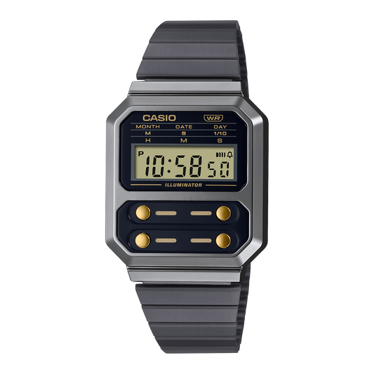 Casio A100WEGG-1A2 Retro Style Watch - Vintage Design, LED Light, Water Resistan