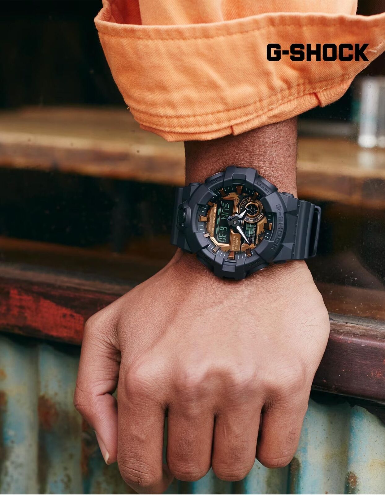 Casio G-Shock GA-700RC-1A Rusted Iron Design Analog Digital Men's Sport Watch