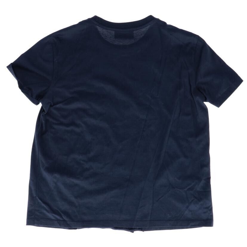 NWT PRADA Milano Women's Navy Ruffled Short Sleeve T-Shirt Size XL Crew Neck