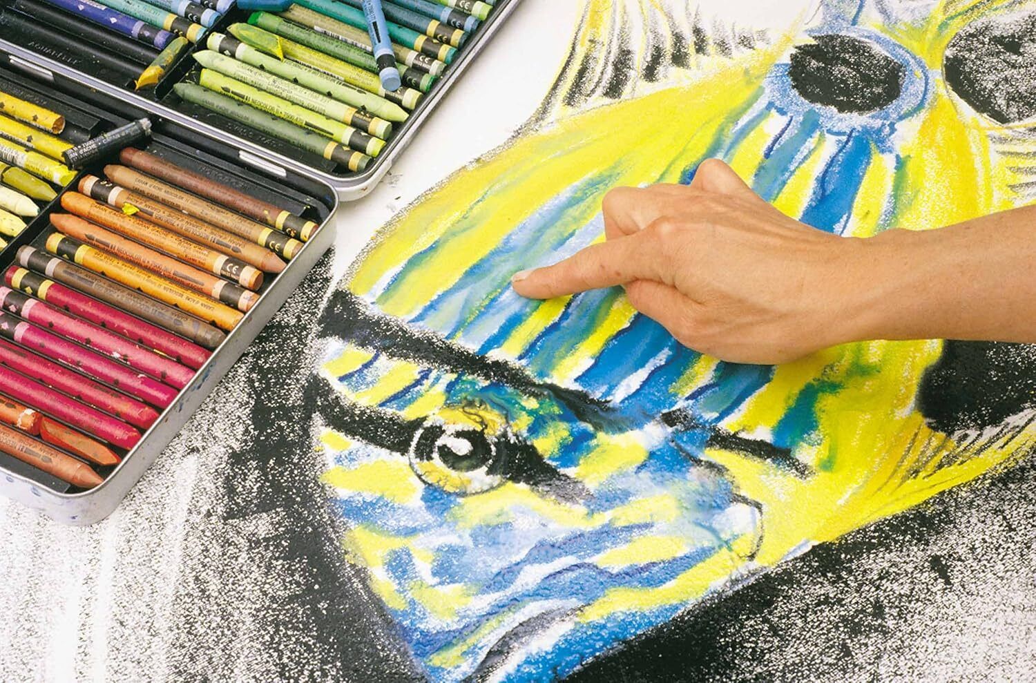 Caran d'Ache Neocolor II Water-Soluble Pastels, Wooden Gift Box - 84 Colors