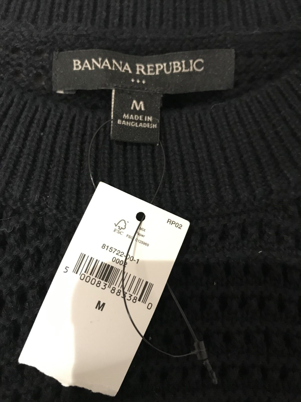 NWT Banana Republic Women's Black Chunky Knit Raglan Sleeve Sweater Size Medium