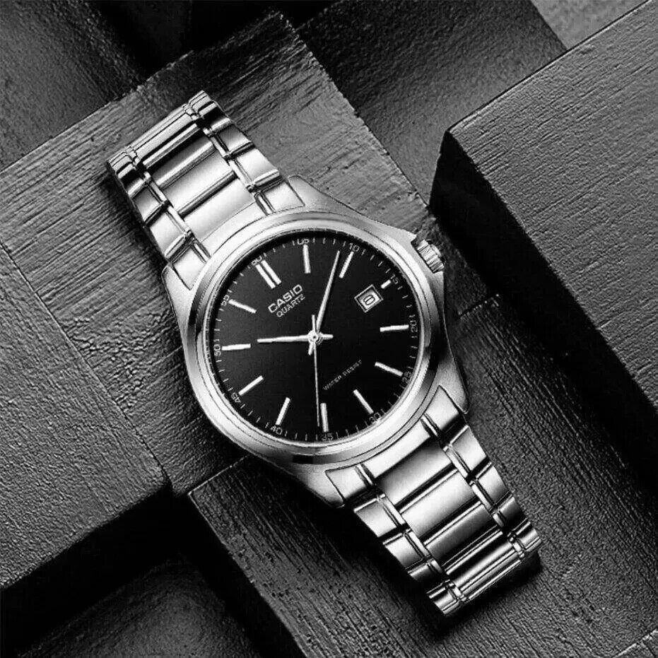 Casio Men Analog Black Watch Model MTP-1183A-1ADF Black Stainless Steel Material