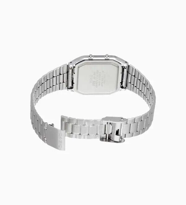 CASIO AQ-230A-7D Retro Vintage White Dual time Stainless Steel Band Watch AQ230A