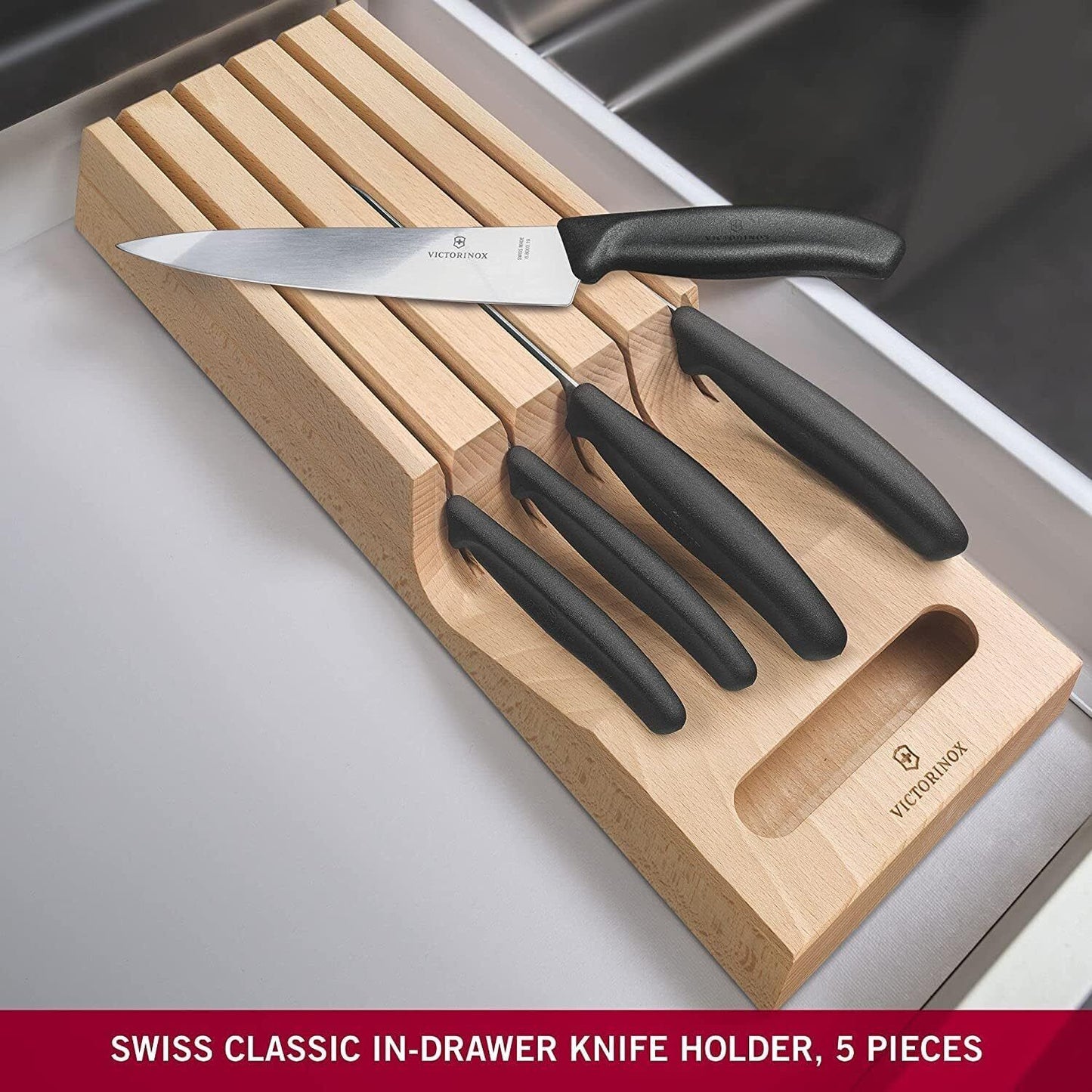 VICTORINOX SWISS CLASSIC IN-DRAWER KNIFE HOLDER, Beechwood