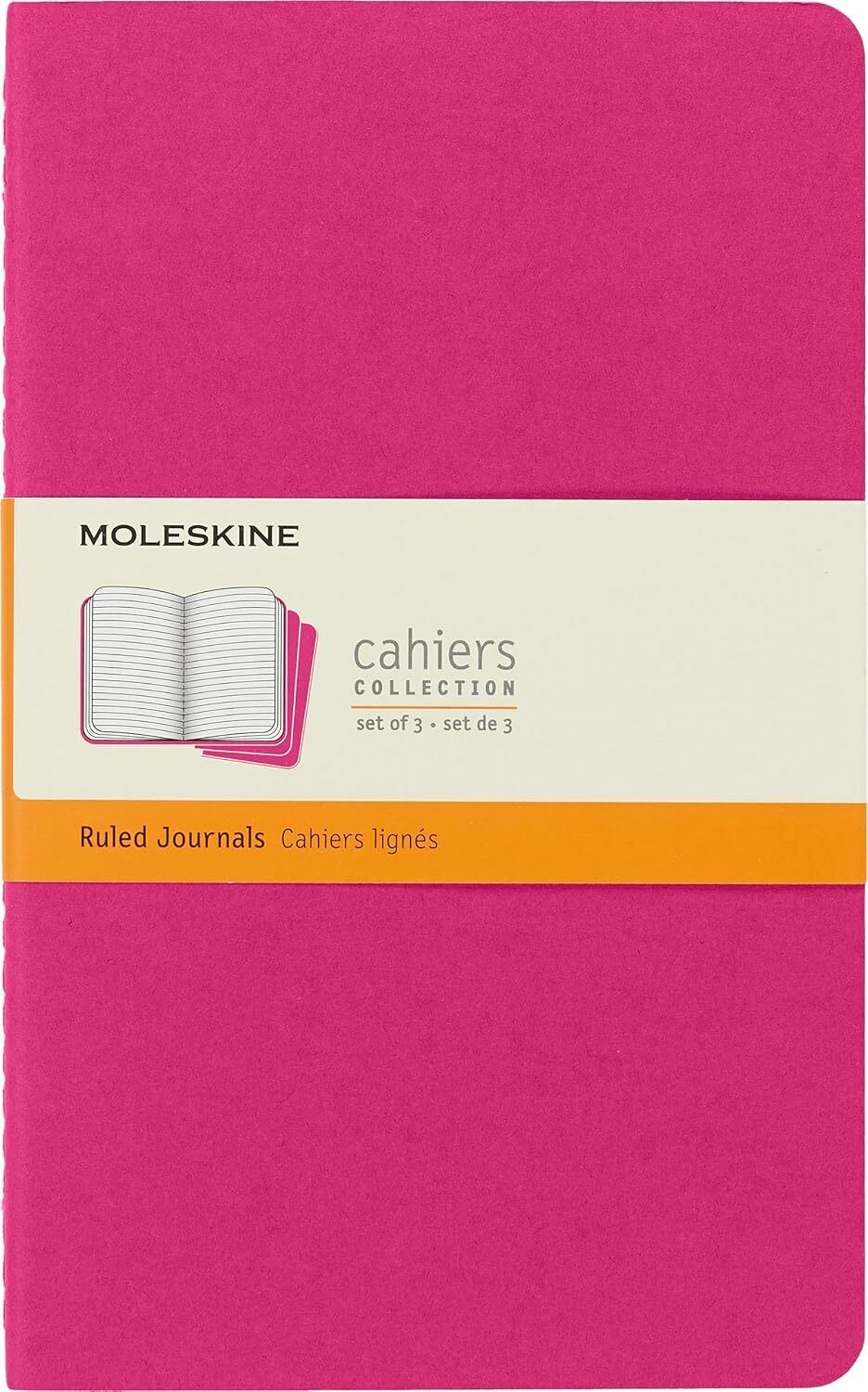 Moleskine Cahier Journal, Set 3 Notebooks with Ruled Pages, Cardboard Cover with