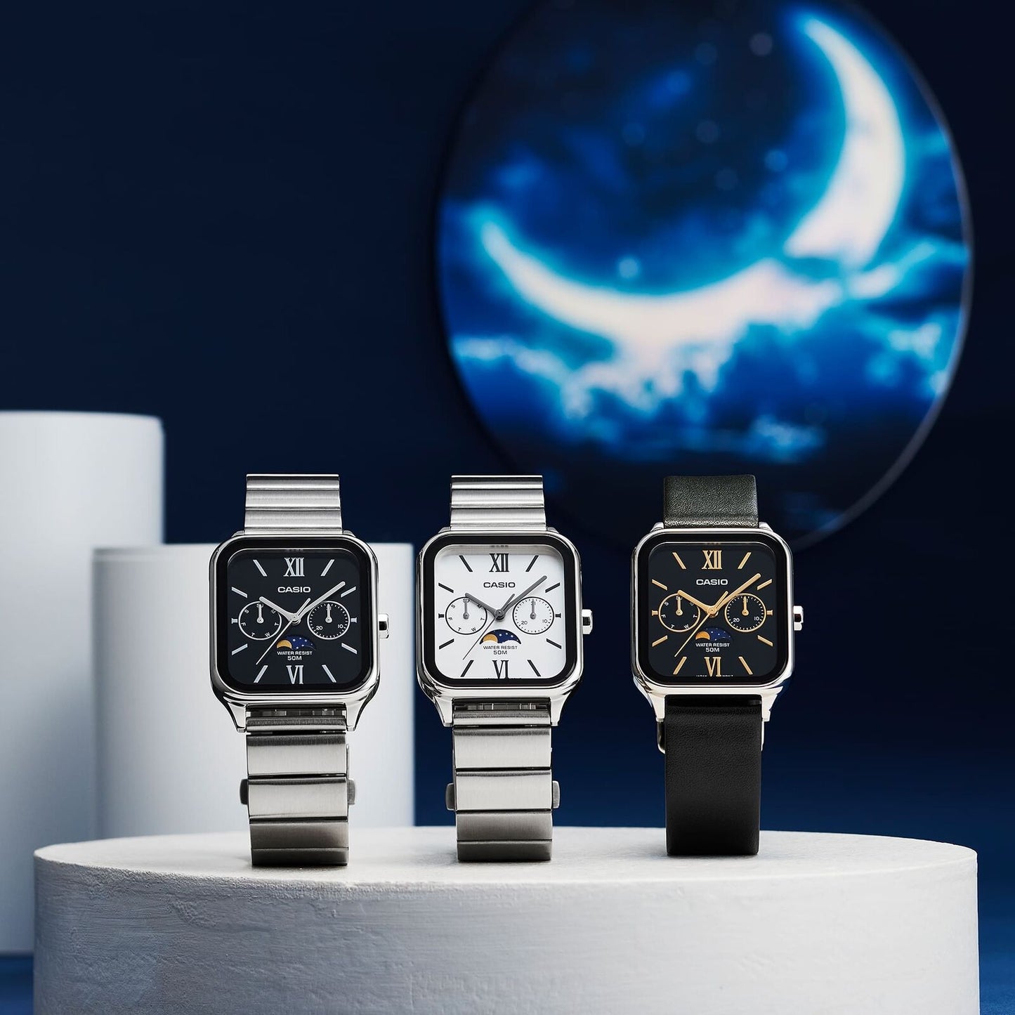 Casio MTP-M305D-1AV Analog Lunar Phase Watch, Water Resistant, Stylish Design