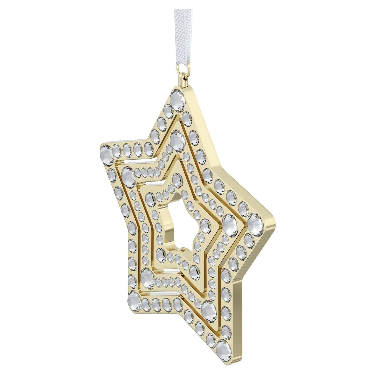 Swarovski Holiday Magic Champagne Gold Star Ornament, 200 Crystals, 3D Design