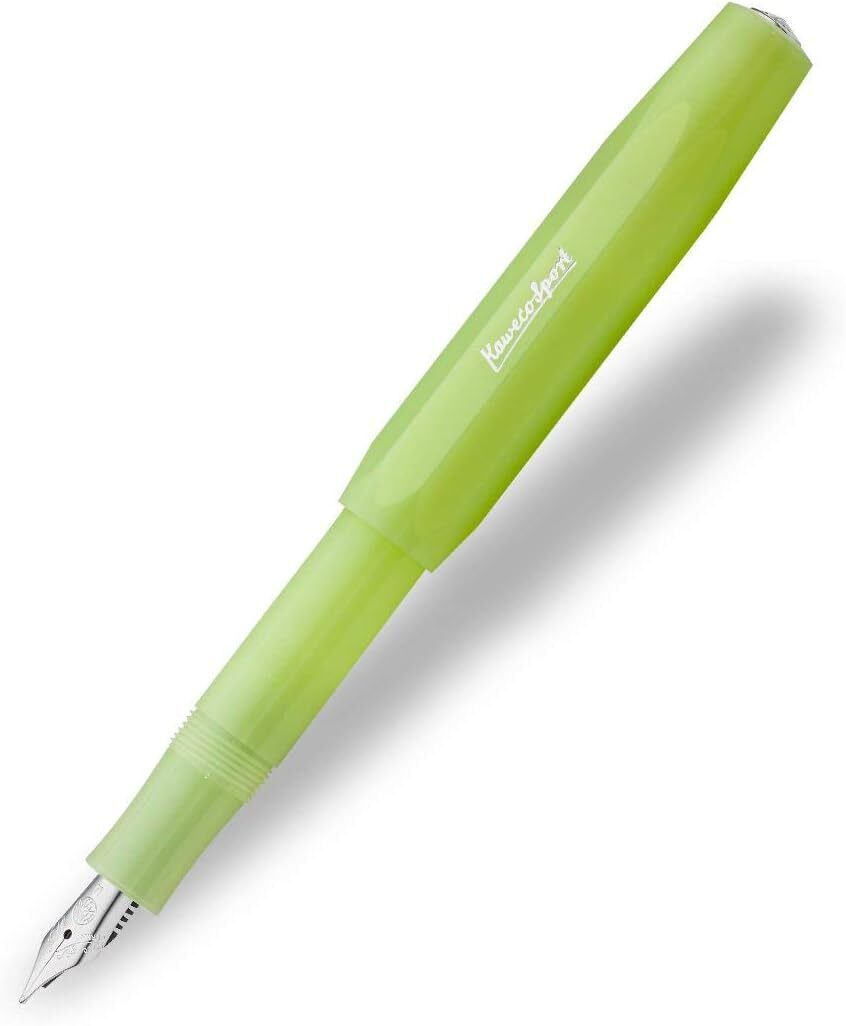 Kaweco FROSTED SPORT Fine Lime Fountain Pen, 13cm, BB Nib, Premium Ink Cartridge