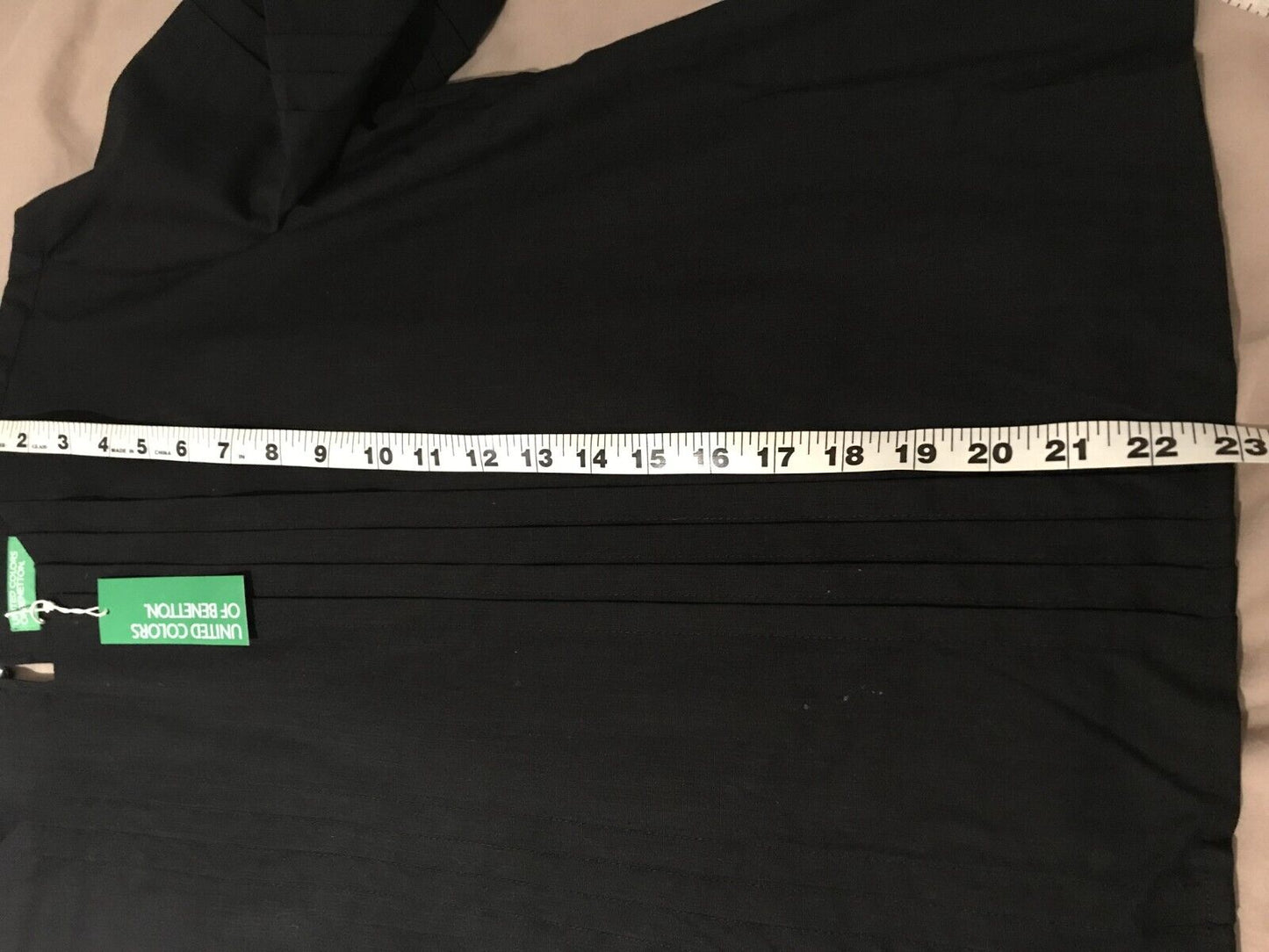 NWT Benetton Women's Black Pleats Viscose Blend Balloon Sleeve Blouse Size Large