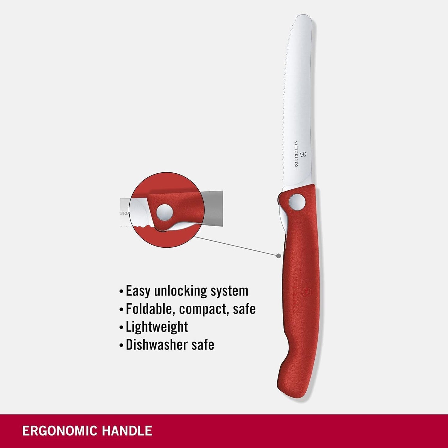 Victorinox Swiss Classic Foldable Paring Knife, Wavy Edge Red 4.3 in
