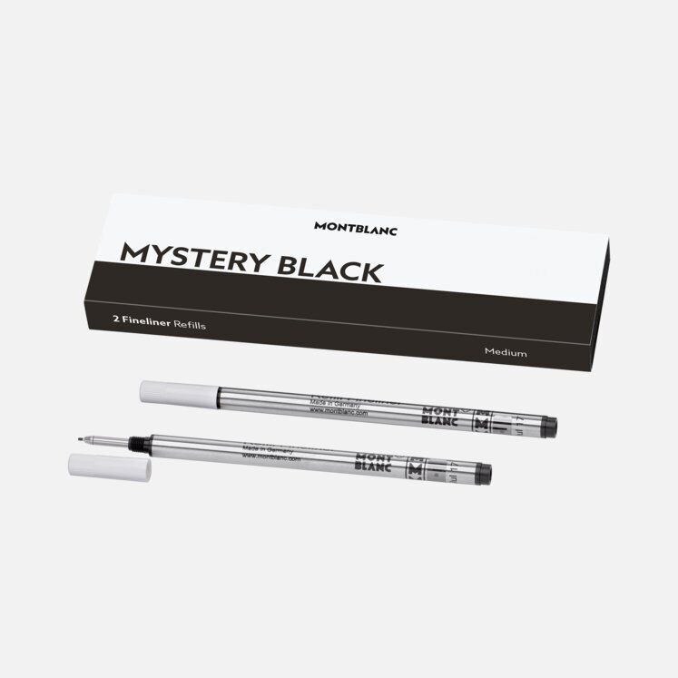 Montblanc Fineliner Mystery Black Medium New In Box 128246 2 Refills