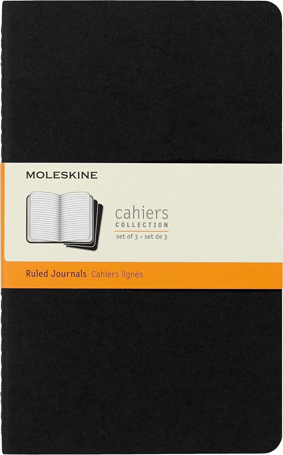 Moleskine Cahier Journal, Soft Cover, Large Ruled/Lined-Black, 80 Page set of 3