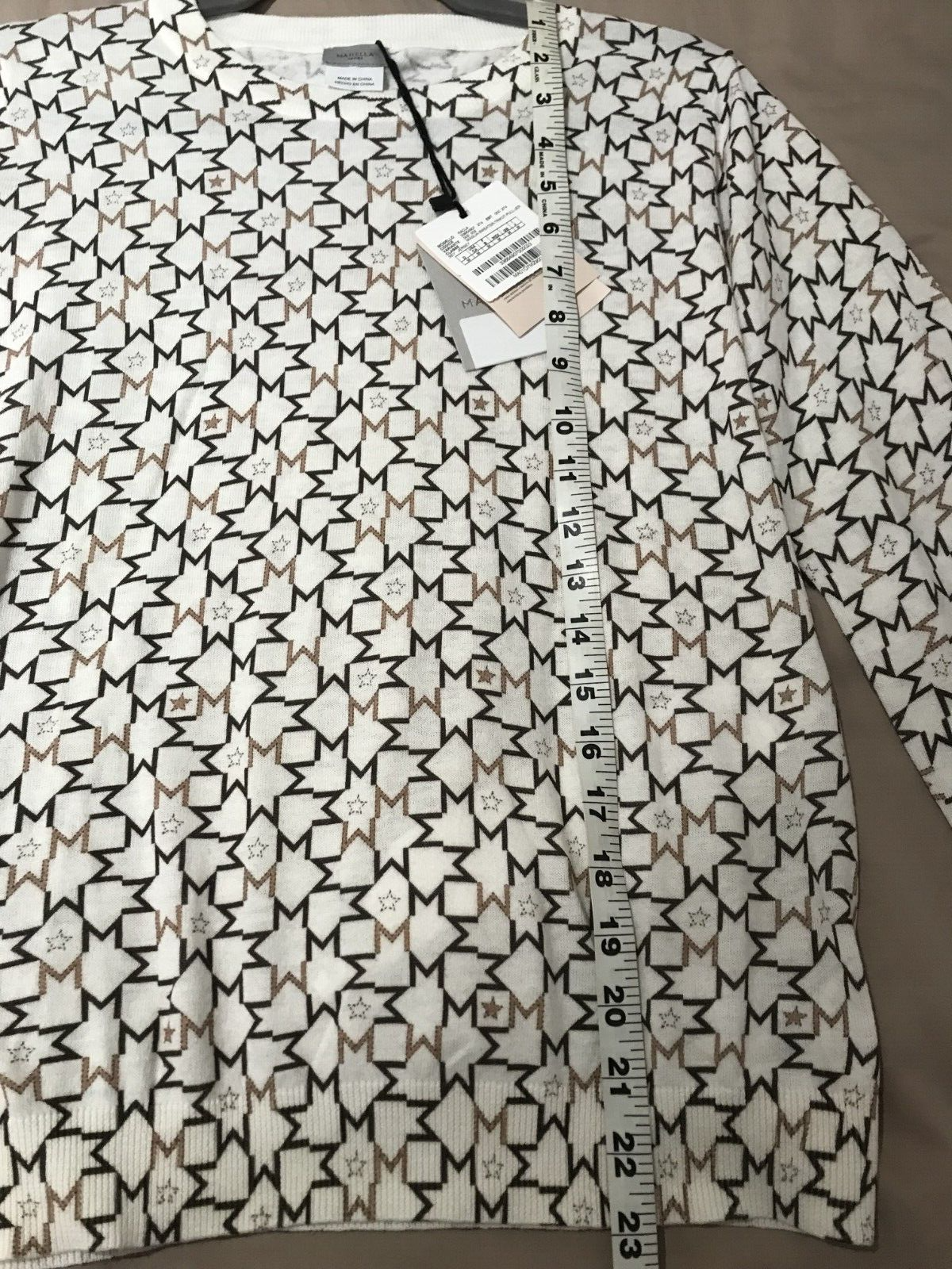 NWT Marella Sports Women white sweater Knit Trikot Pullover Sweater Size Medium