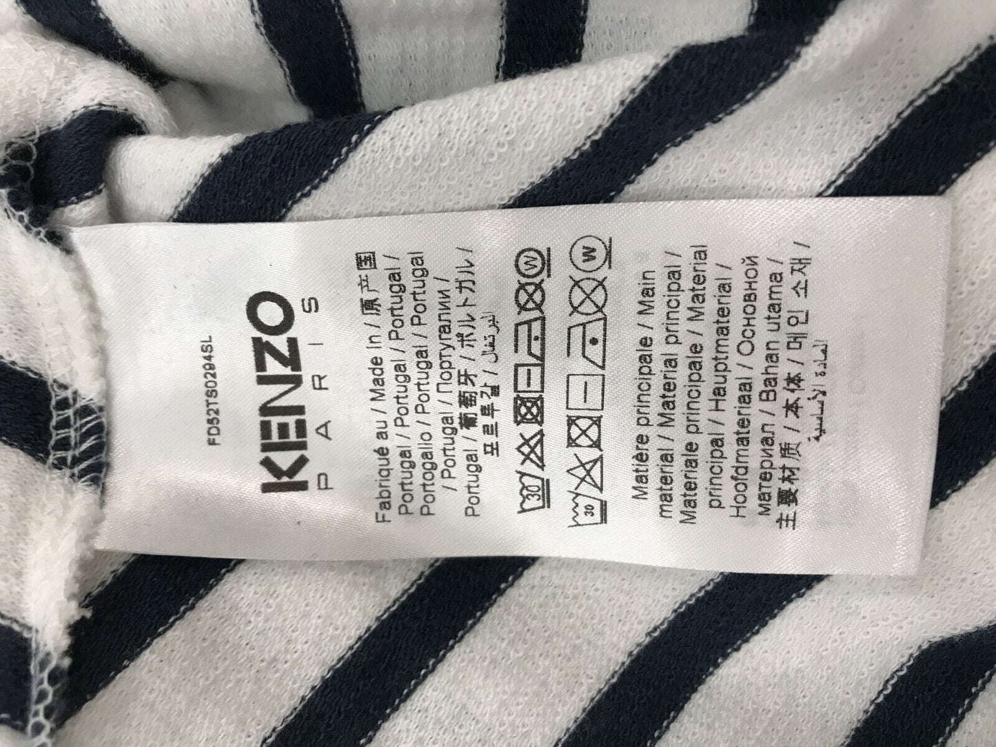 NWT Kenzo Paris Navy & White Striped Nautical Batwing Logo Cropped Top Size Sm