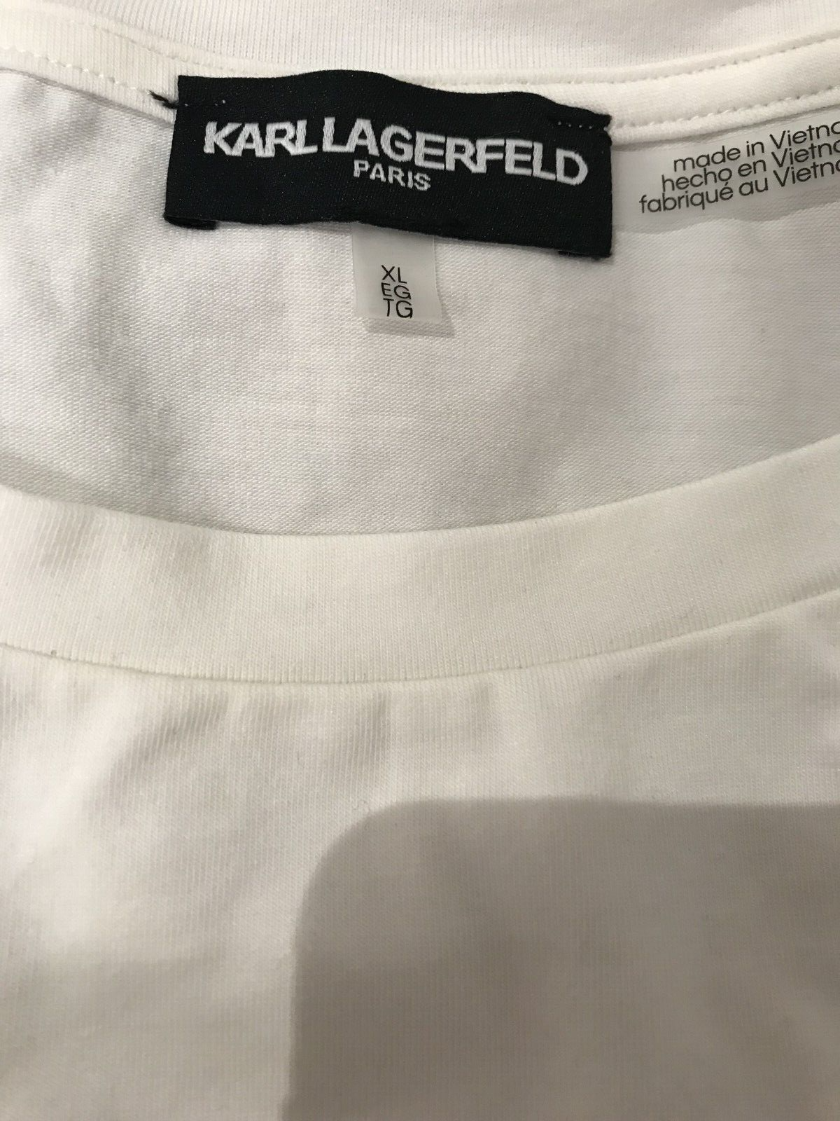 Karl Lagerfeld Paris Women's Ivory Embroidered Cotton Pullover T-shirt Size XL