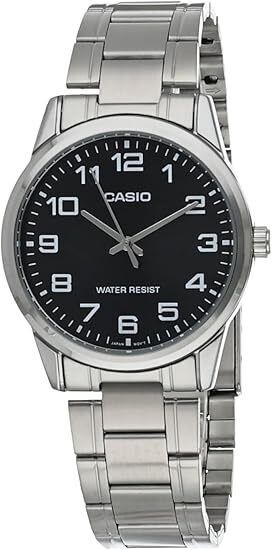 Casio MTP-V001D-1B Men's Standard Stainless Steel Easy Reader Black Dial Watch
