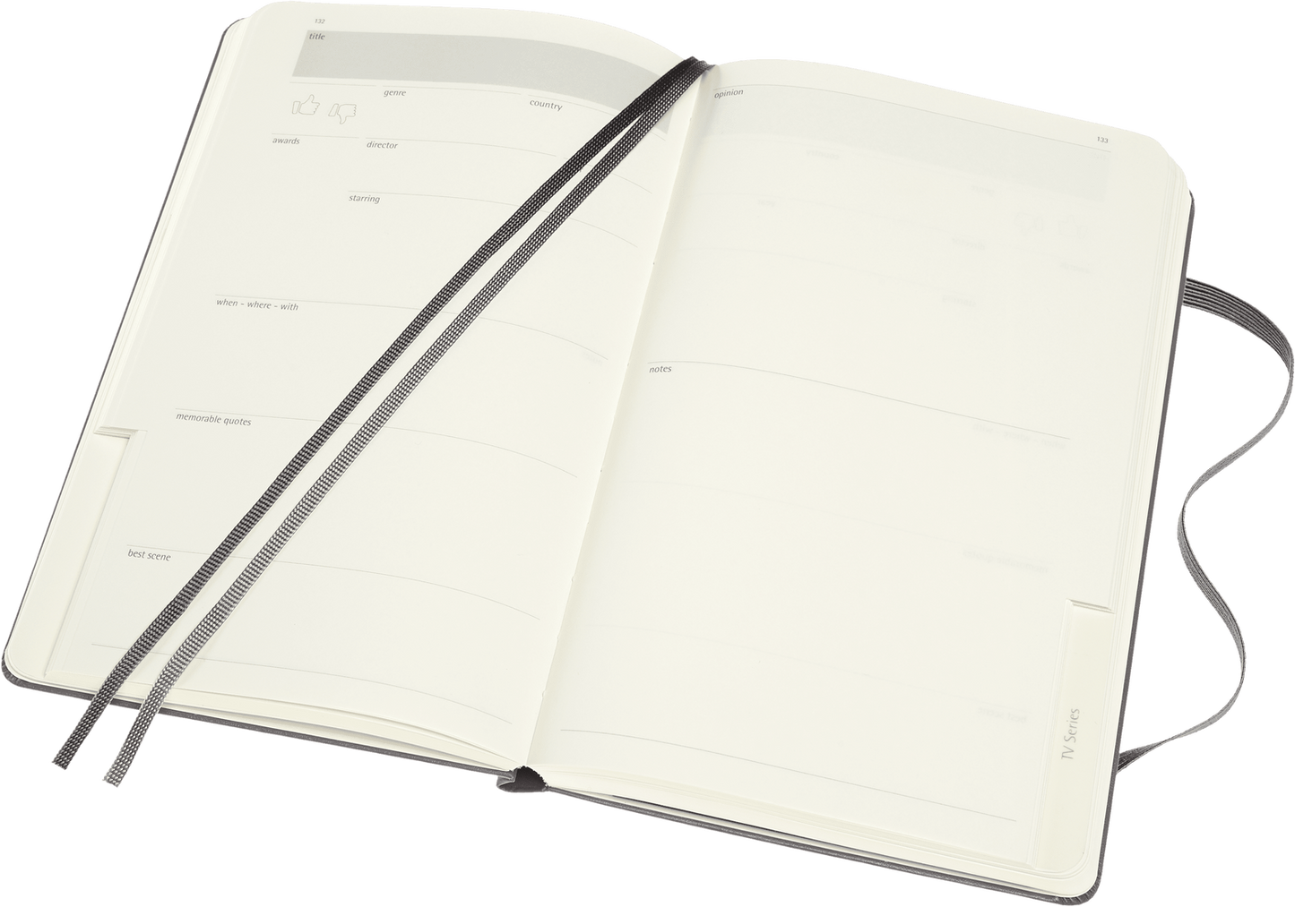 Moleskine Passion Journal, Film & TV, Hard Cover, Large (5" x 8.25") Black, 400