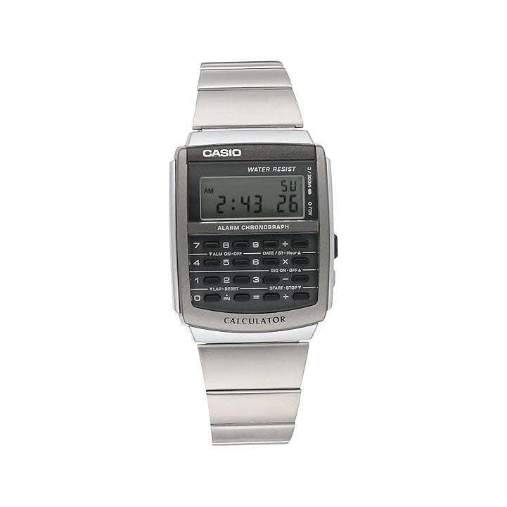 Casio CA-506-1D Men's Vintage Alarm Stopwatch Gray Dial Stainless Steel Watch