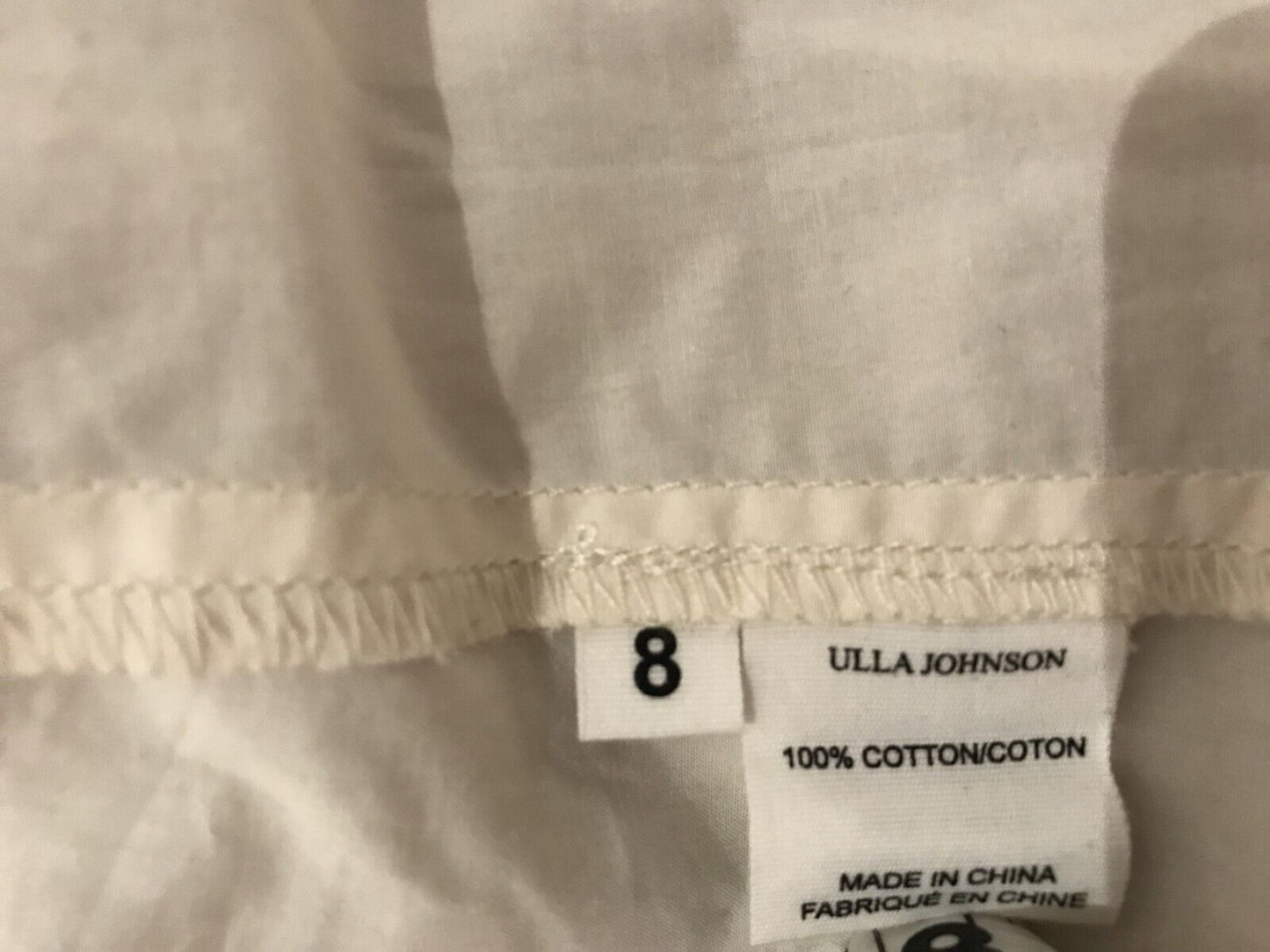 NWT ULLA JOHNSON Women's Off-white Ruffled Cotton Elena Blouse Top Size 8
