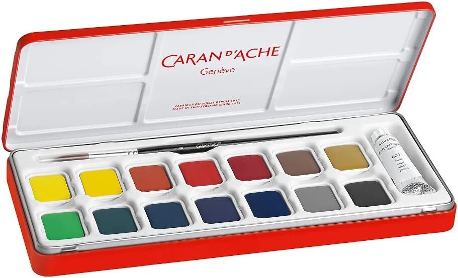 Caran d'Ache Gouache Studio 15 Assorted Colors Set in Metal Tin