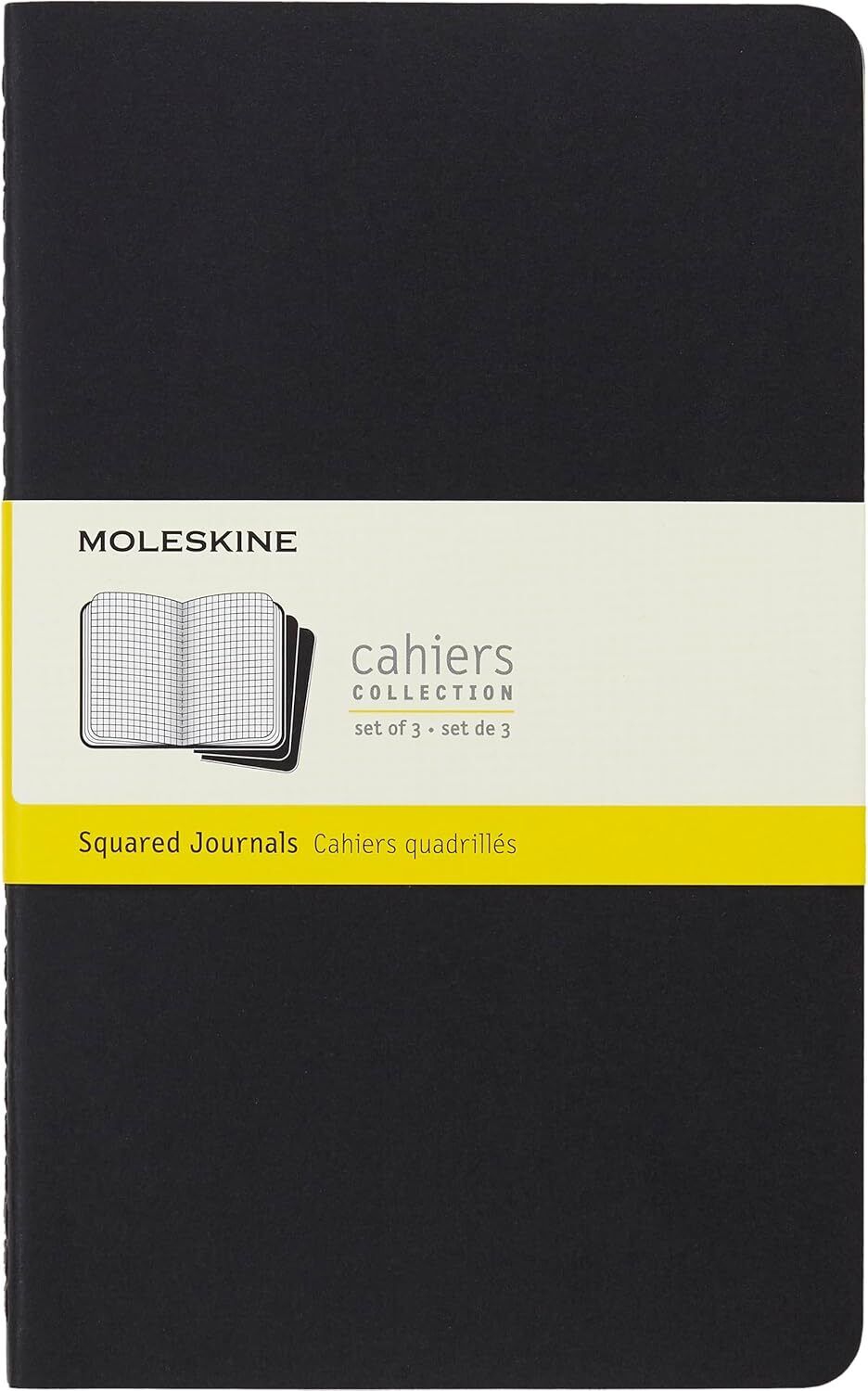 Moleskine Cahier Journal, Soft Cover, Large (5" x 8.25") Squared/Grid, Black, 80