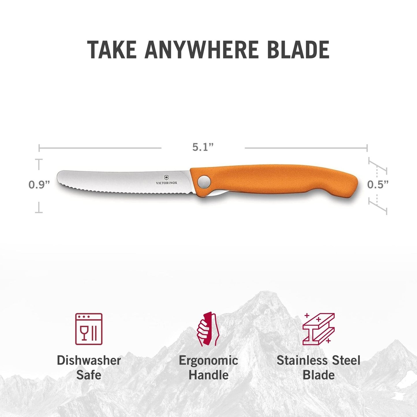 Victorinox Swiss Classic Foldable Paring Knife, Wavy Edge Orange 4.3 in