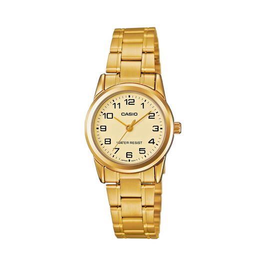 Casio MTP-V001G-9B Men's Standard Gold Tone Stainless Steel Easy Reader Watch