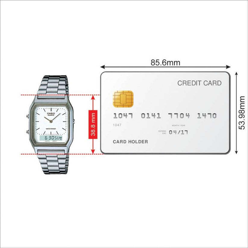 CASIO AQ-230A-7D Retro Vintage White Dual time Stainless Steel Band Watch AQ230A