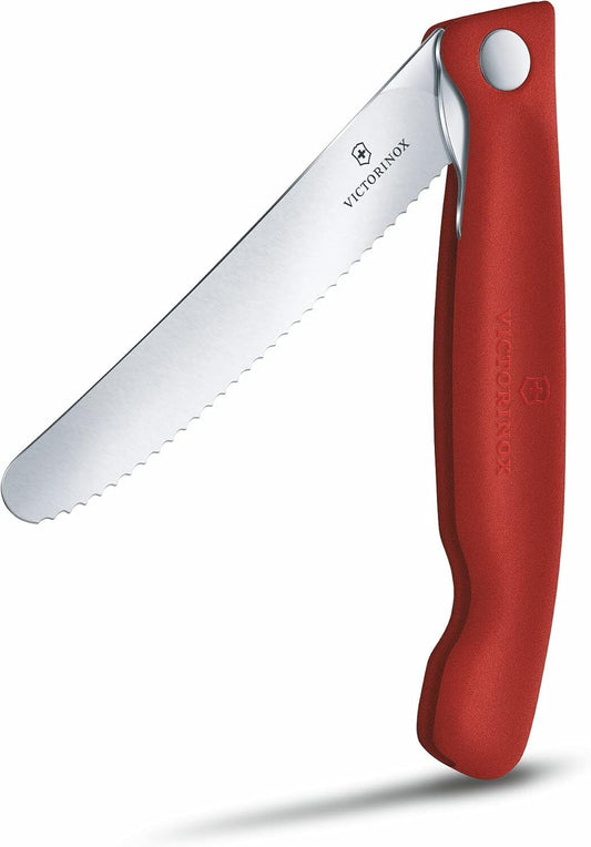 Victorinox Swiss Classic Foldable Paring Knife, Wavy Edge Red 4.3 in