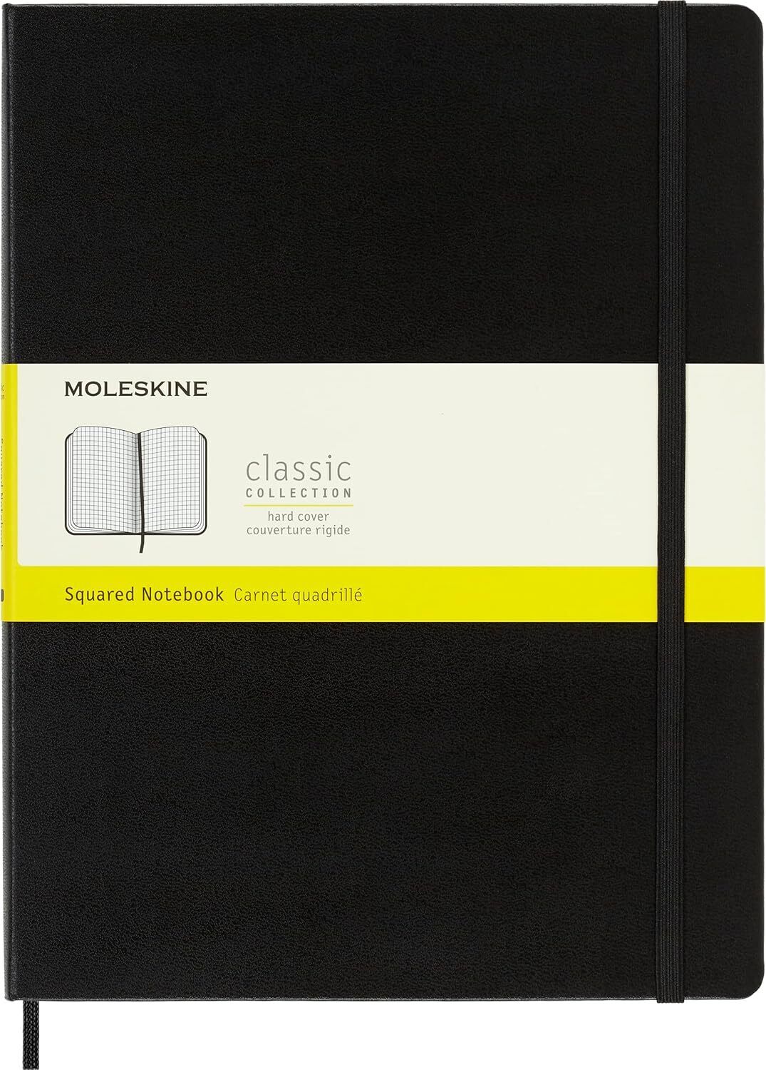 Moleskine Classic Notebook, XL, Squared, Black/Grid Hard Cover (7.5 X 9.5)