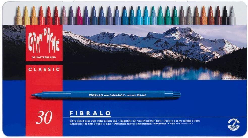 Caran d'Ache Fibralo Fibre Tipped Pens Tin of 30 (29) Assorted Colours