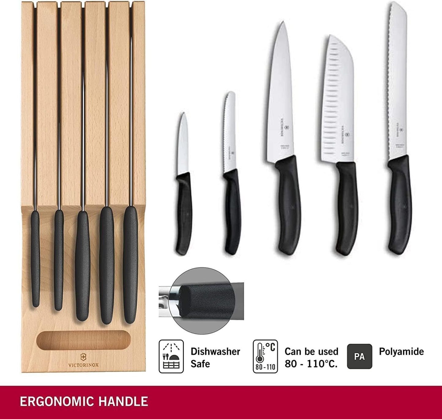 VICTORINOX SWISS CLASSIC IN-DRAWER KNIFE HOLDER, Beechwood